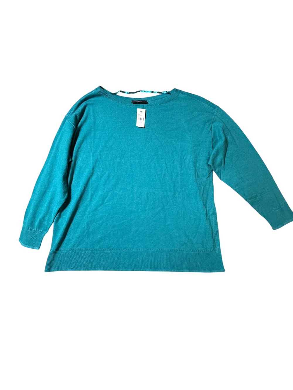 Lane Bryant Teal Boatneck Fine Knit Pullover Sweater Top Plus Size 18/20 NWT
